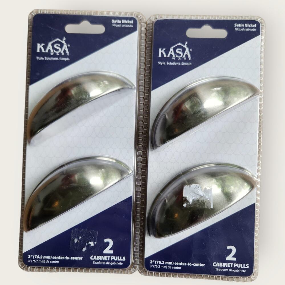 KASA Cabinet Pulls Satin Nickel (2 Packs) 3" Center to Center DIY Hardware